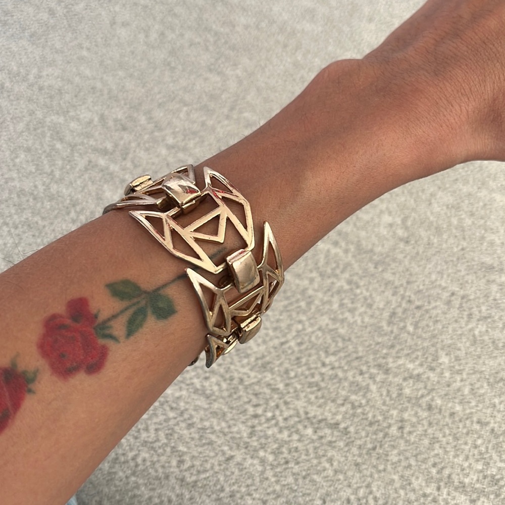 Goddess Triangle Squares Design Gold Tone Bracelet